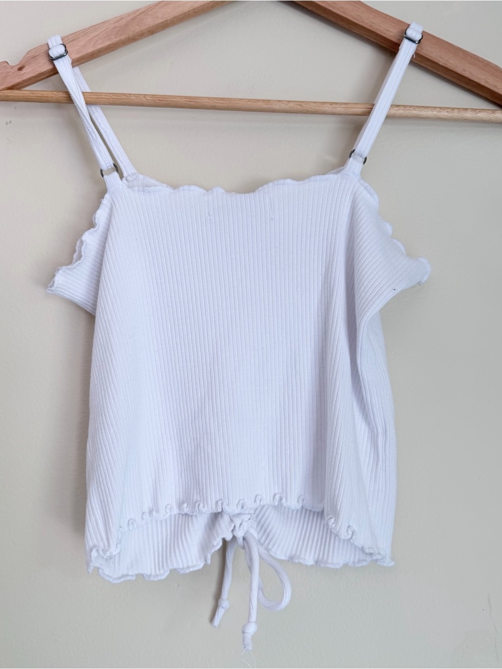 Hollister White Ribbed Ruched Drawstring Cami - Picture 7 of 10